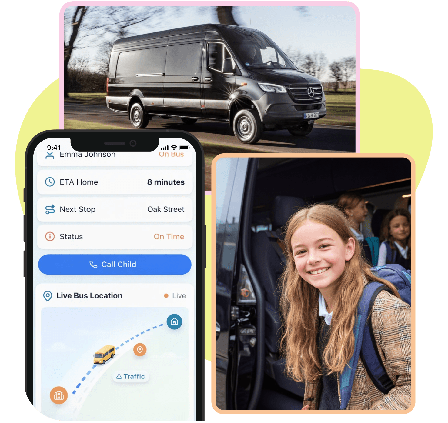 Parent dashboard view of Ride Blnk app
